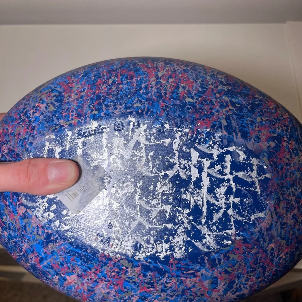 Vintage 1991 Speckled Abstract Blue and Pink Decorative Bowl